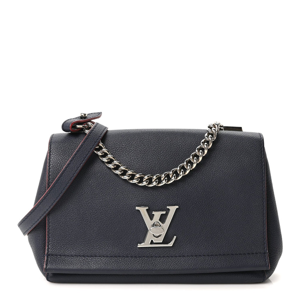 Calfskin Lockme II Chain Bag BB Marine Rouge