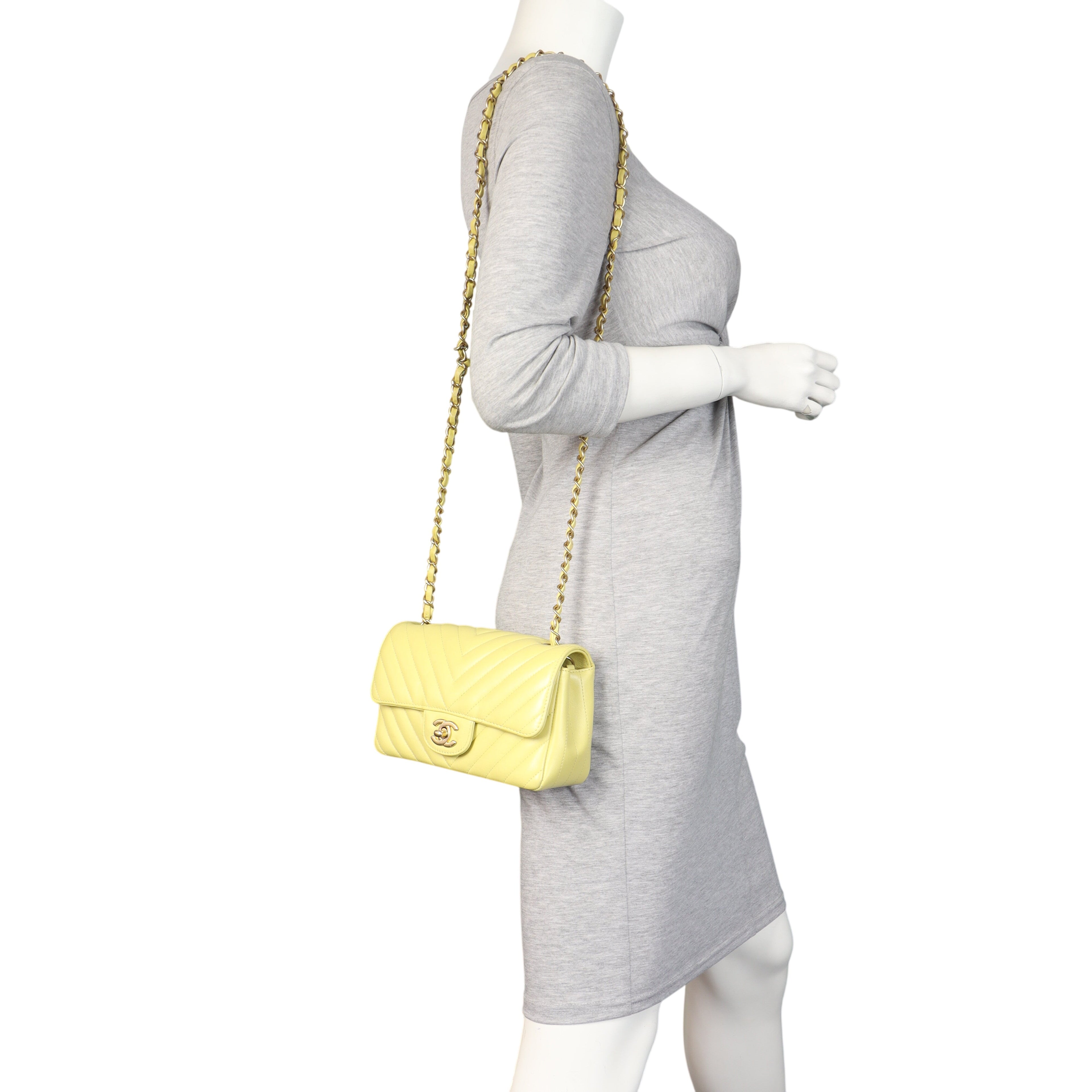 Chanel Classic Flap Mini Rectangular Bag Chevron Lambskin