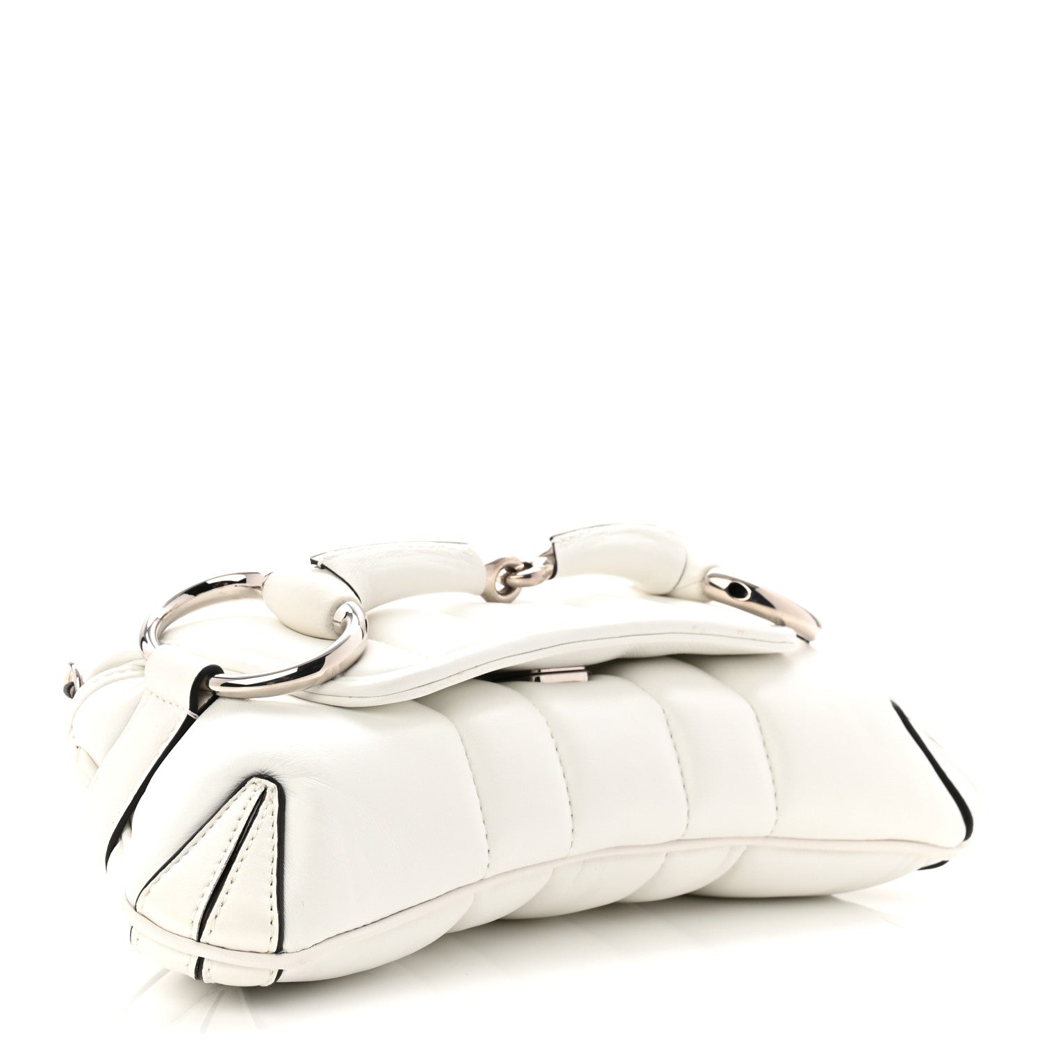 Nappa Vertical Matelasse Small Maxi Horsebit Chain Shoulder Bag Great White