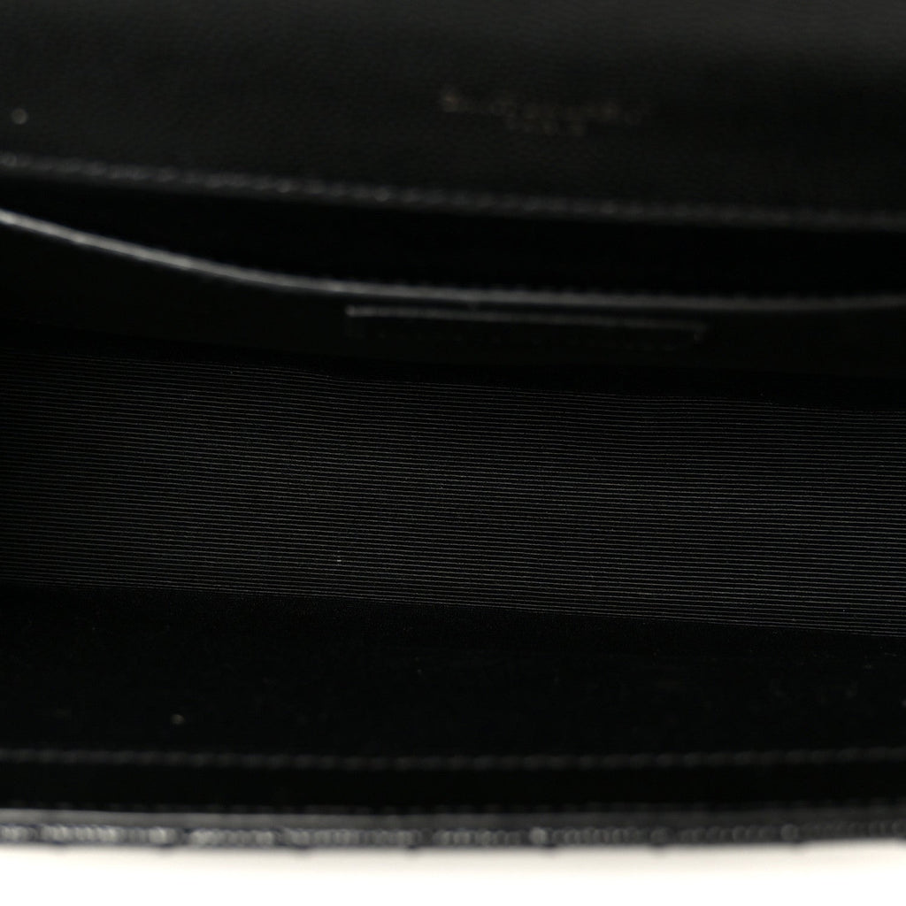 Grain De Poudre Textured Mixed Matelasse Triquilt Medium Monogram Monochrome Satchel Black