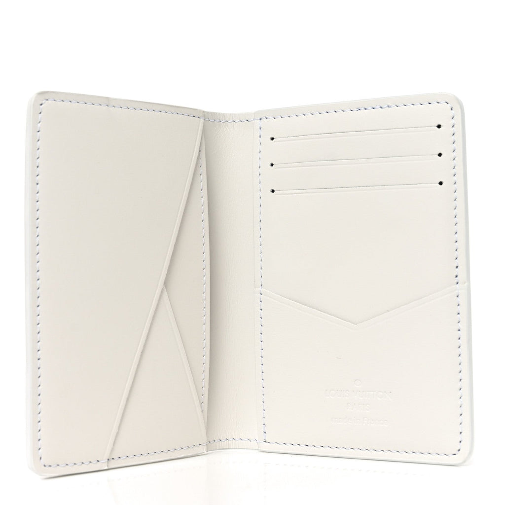 Calfskin Monogram Shadow Pocket Organizer NM White Navy