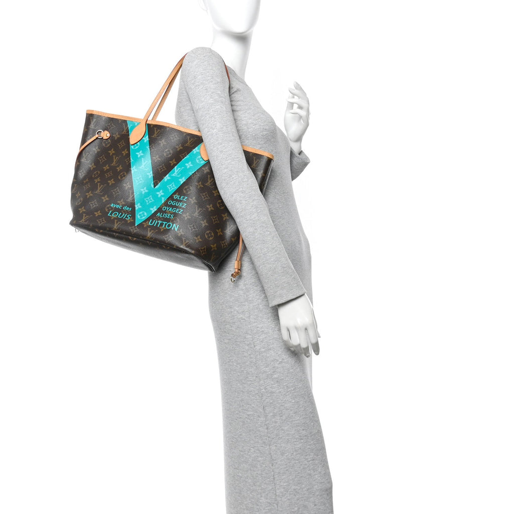 Monogram V Neverfull MM Turquoise
