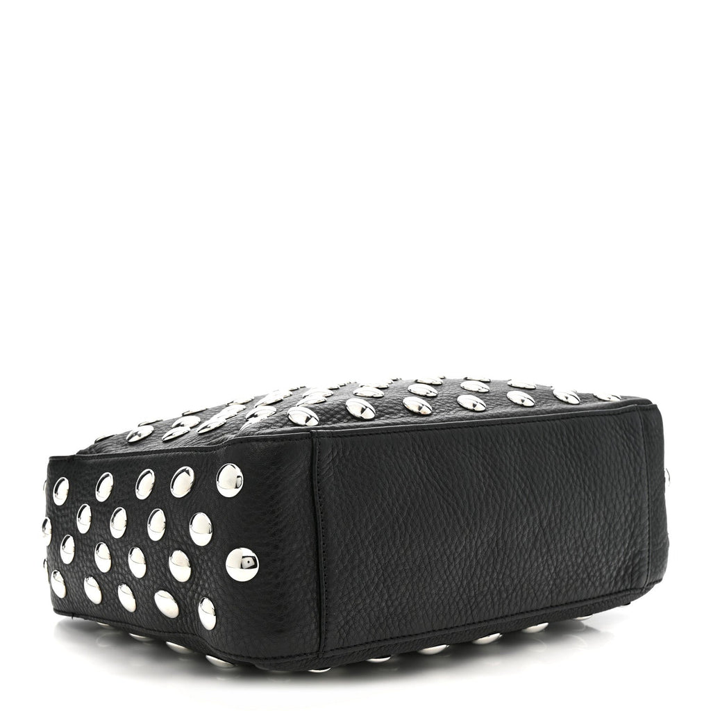 Pebbled Sport Calfskin Studded Elena Black