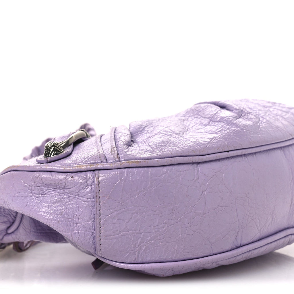 Extra Supple Calfskin Crocodile Embossed Le Cagole Shoulder Bag XS Lilac
