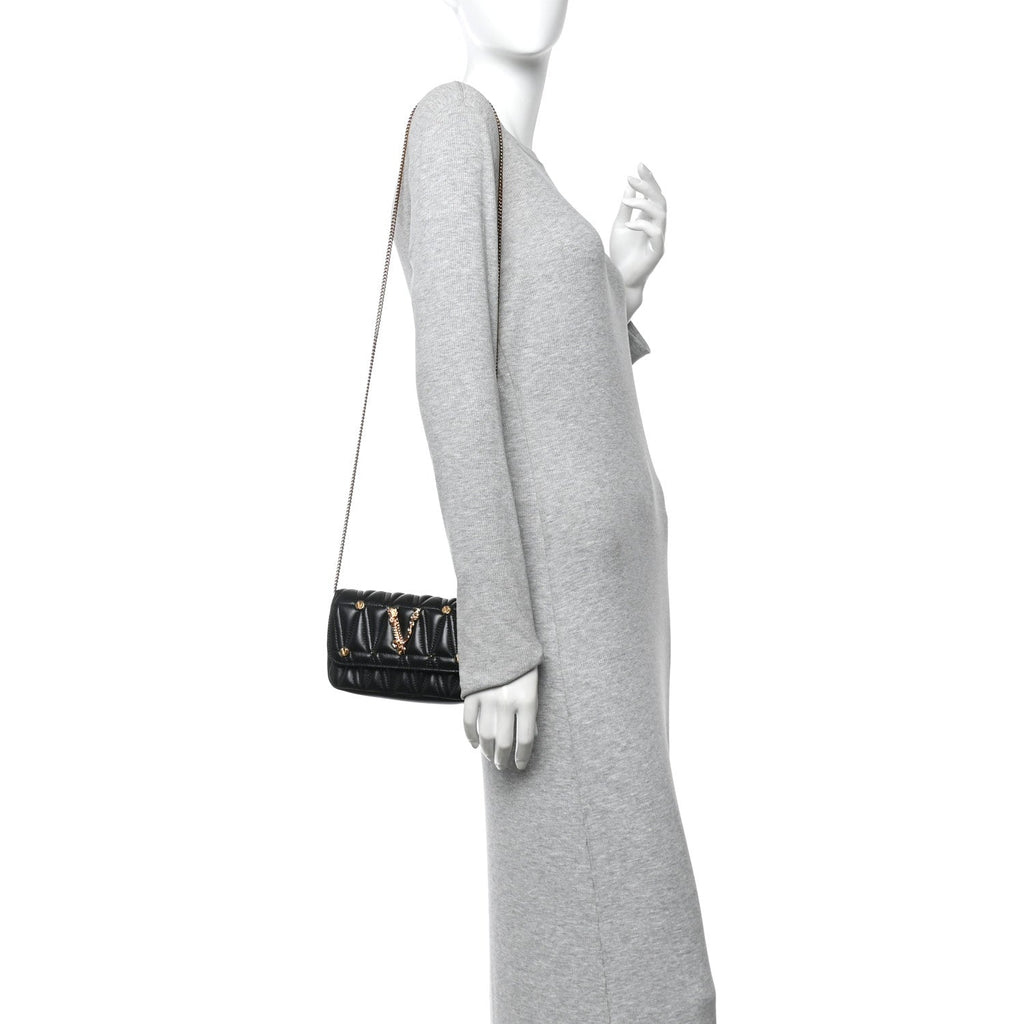 Nappa Quilted Studded Virtus Evening Bag Black