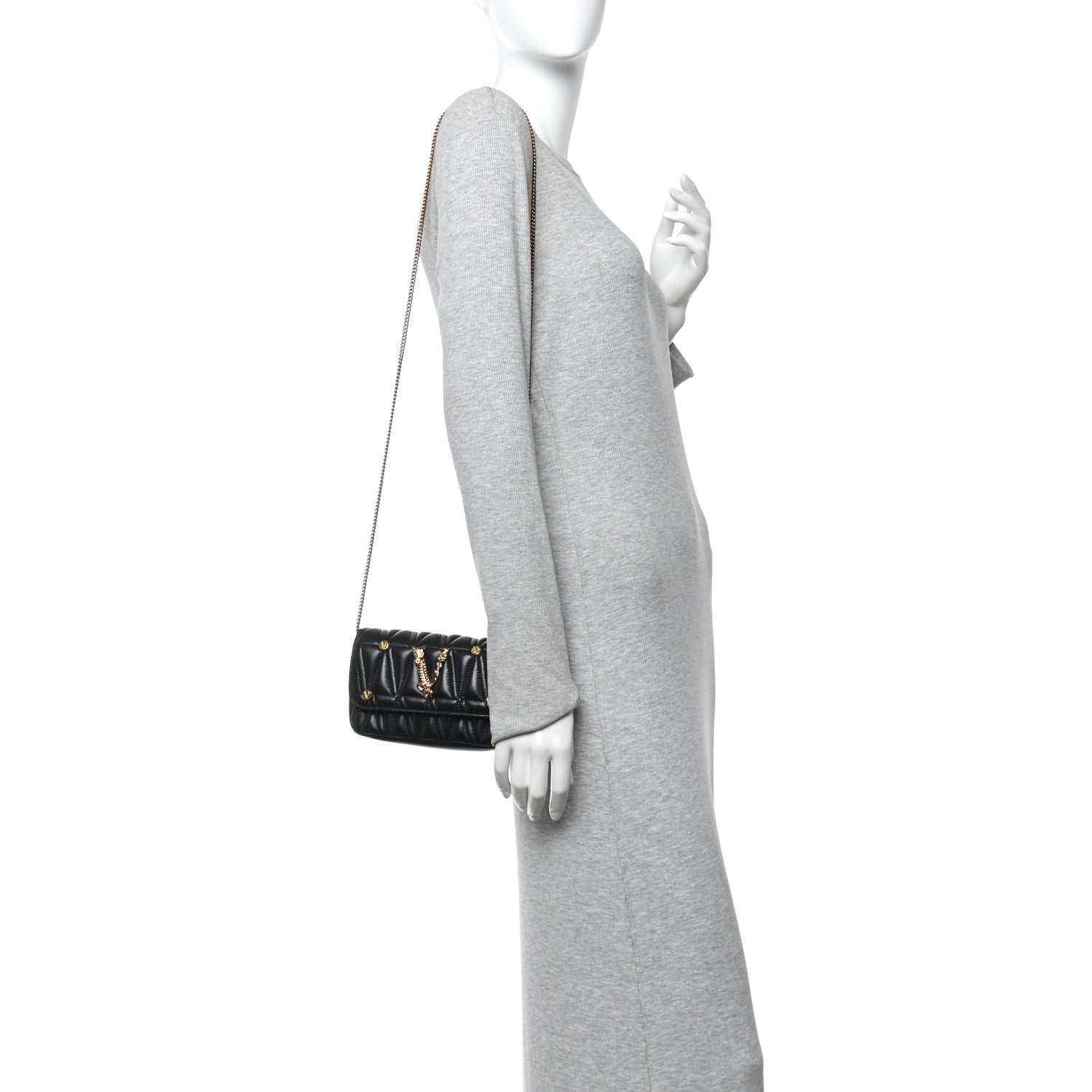 Nappa Quilted Studded Virtus Evening Bag Black
