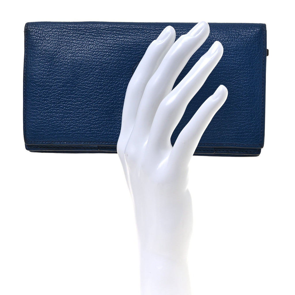 Chevre Mysore Bearn Gusset Wallet Bleu Agate