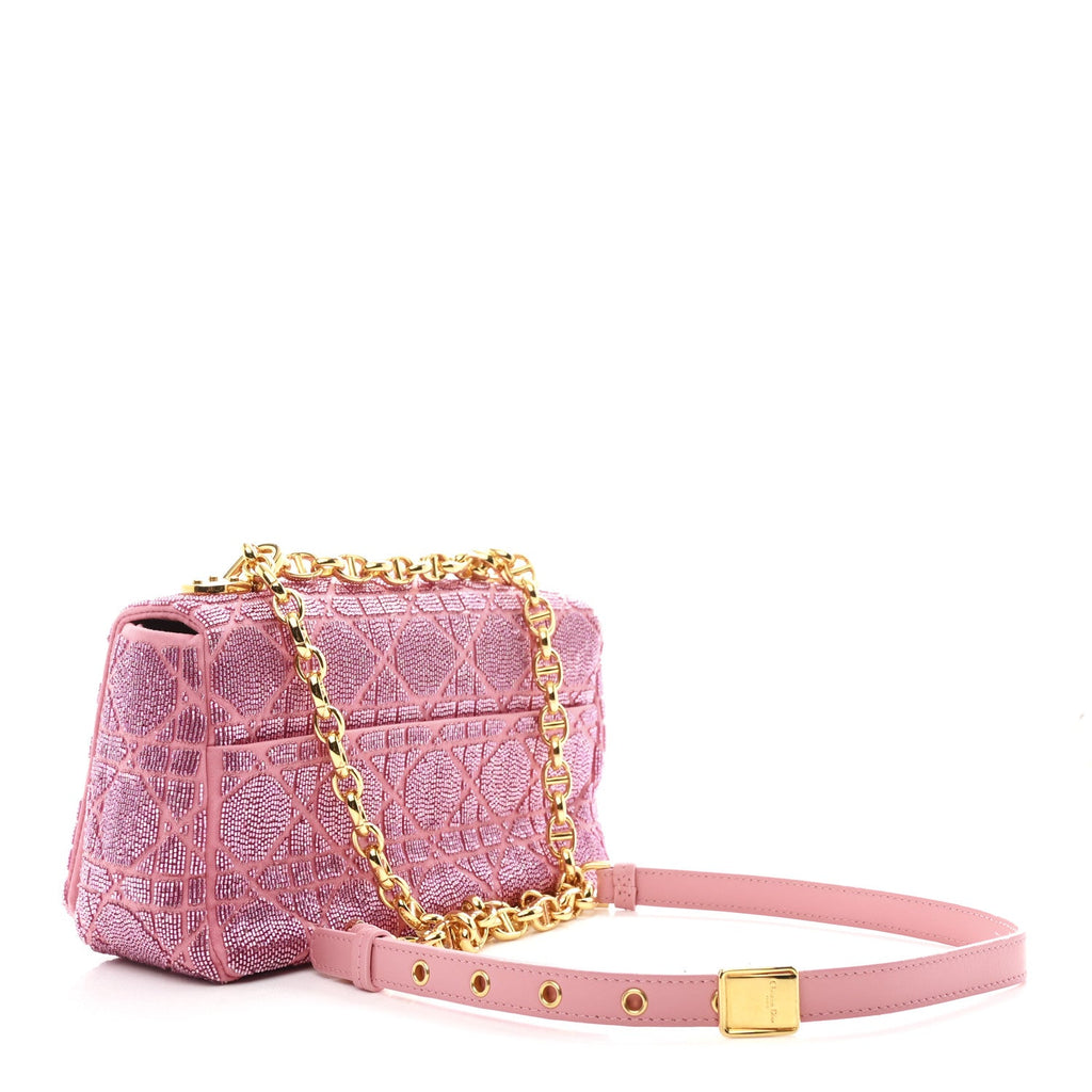 Calfskin Beaded Small Caro Bag Pink