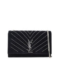 Saint Laurent Kate Crystal-Embellished Suede Chain Bag