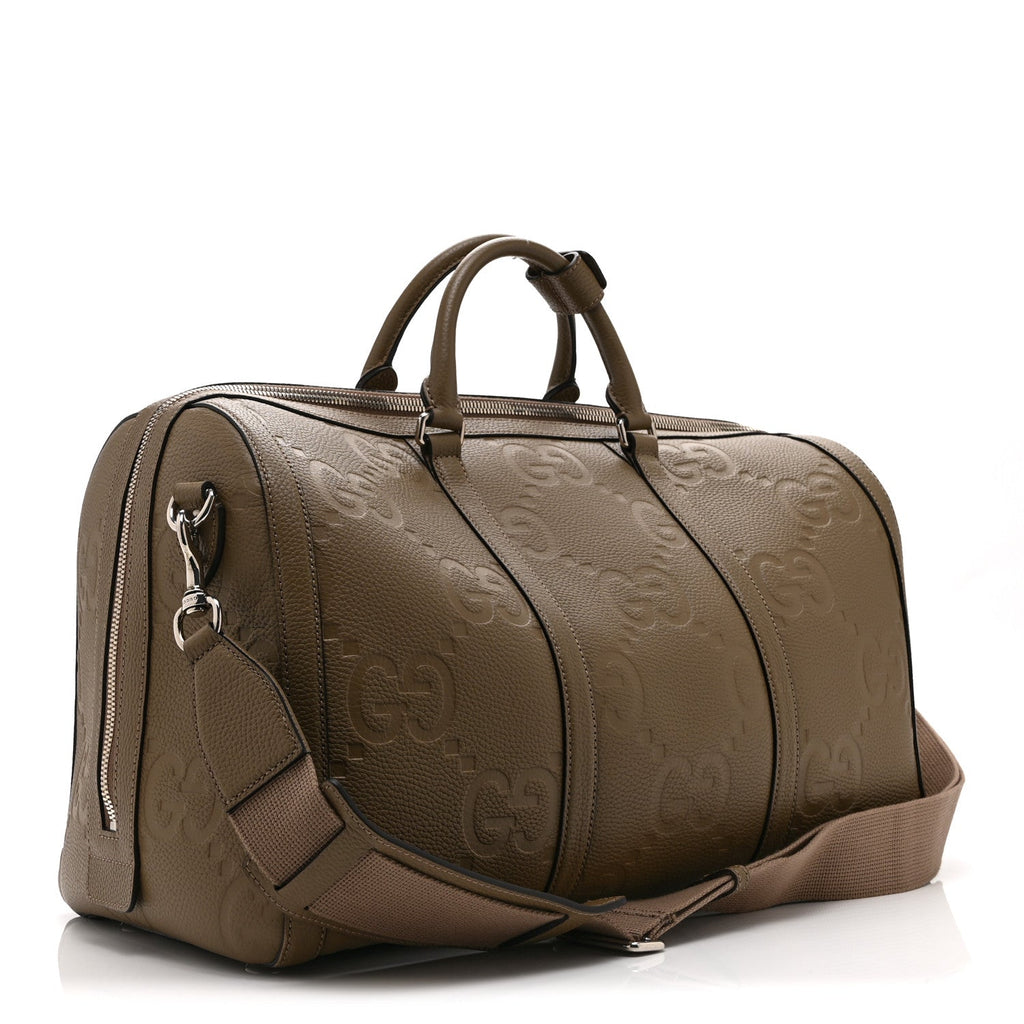 Piuma Calfskin Jumbo GG Embossed Large Duffle Bag Good Taupe