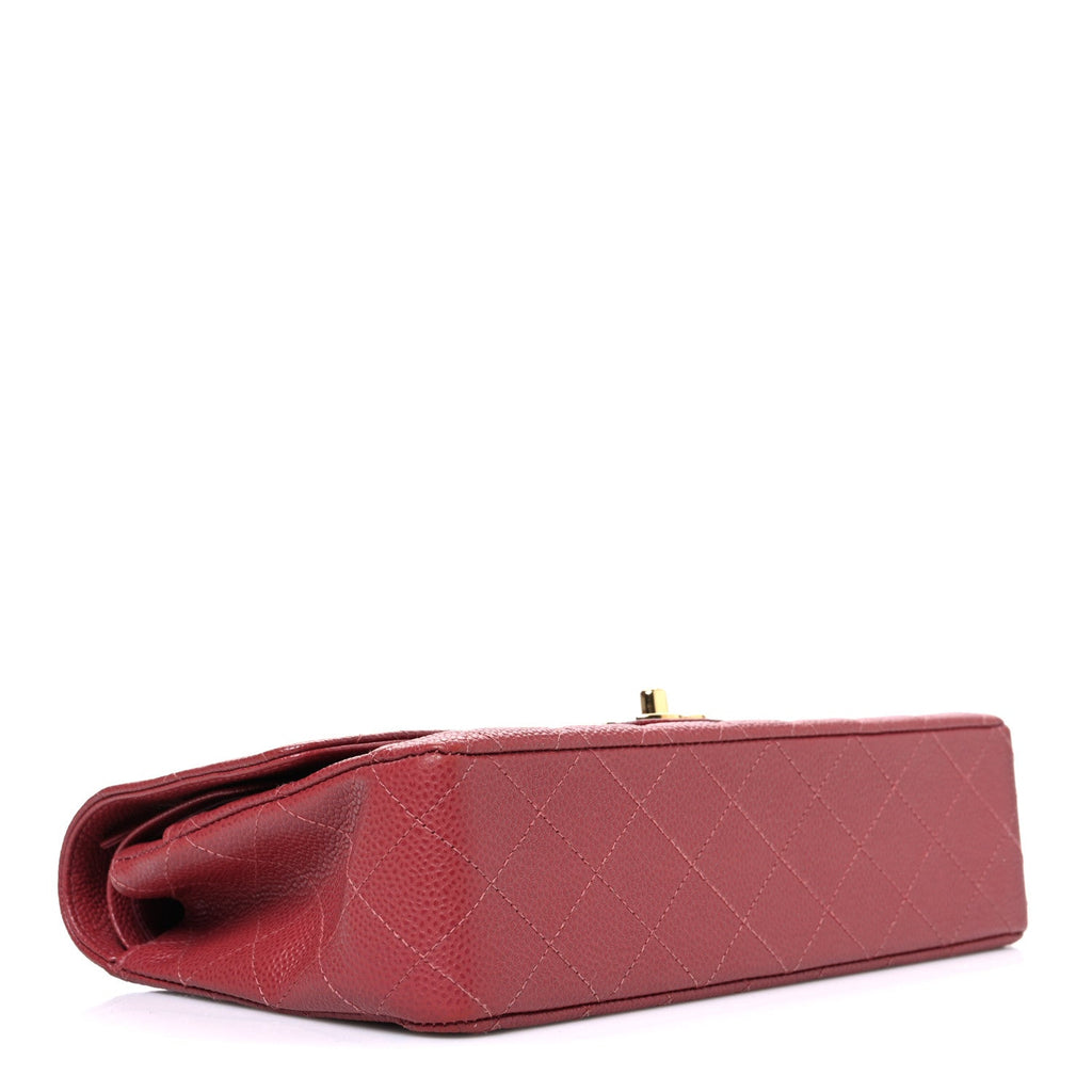 Caviar Quilted Medium Double Flap Dark Pink