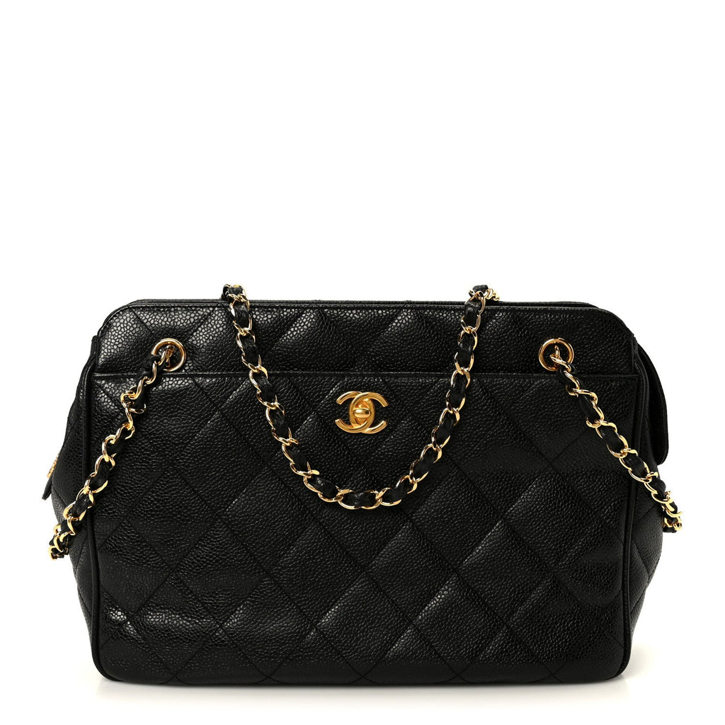 Caviar Quilted Shoulder Bag Black