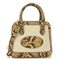 Snakeskin Boarded Plutone Calfskin Mini Horsebit 1955 Top Handle Bag White Multicolor
