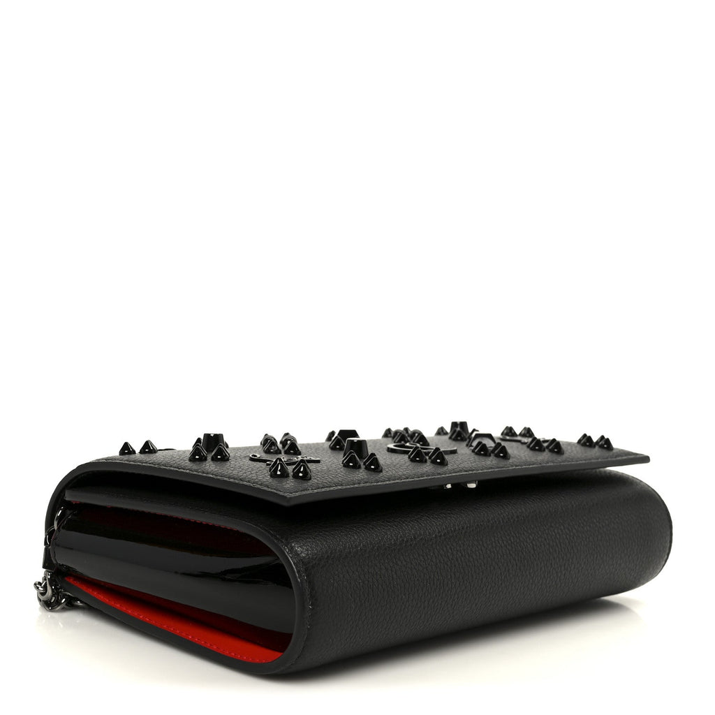 Calfskin Spikes Loubinthesky Paloma Clutch Black