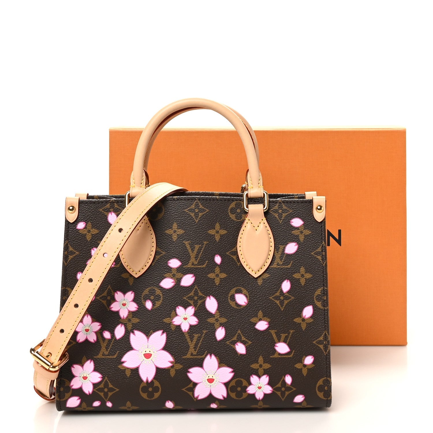 LV X TM Monogram Cherry Blossom Onthego PM Sakura Brown