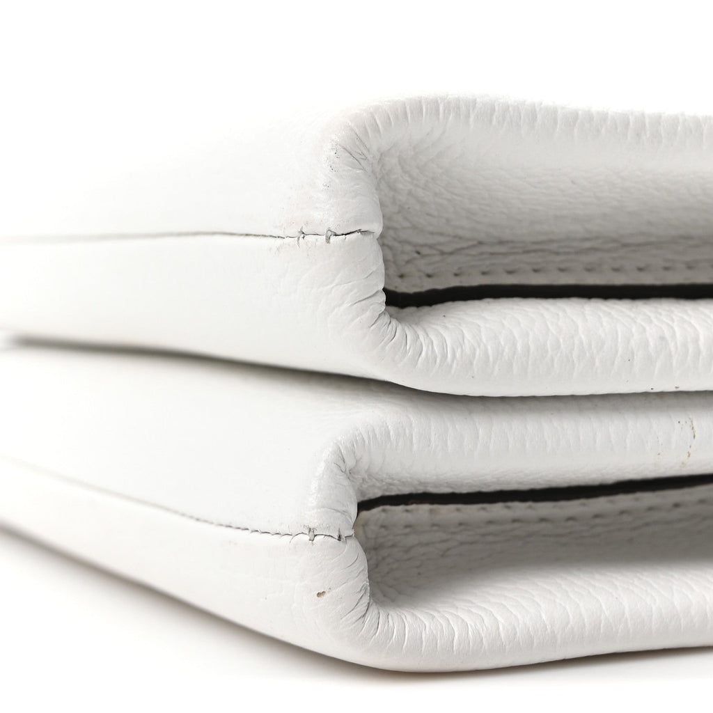 Grained Calfskin Milla Double Crossbody Bag White