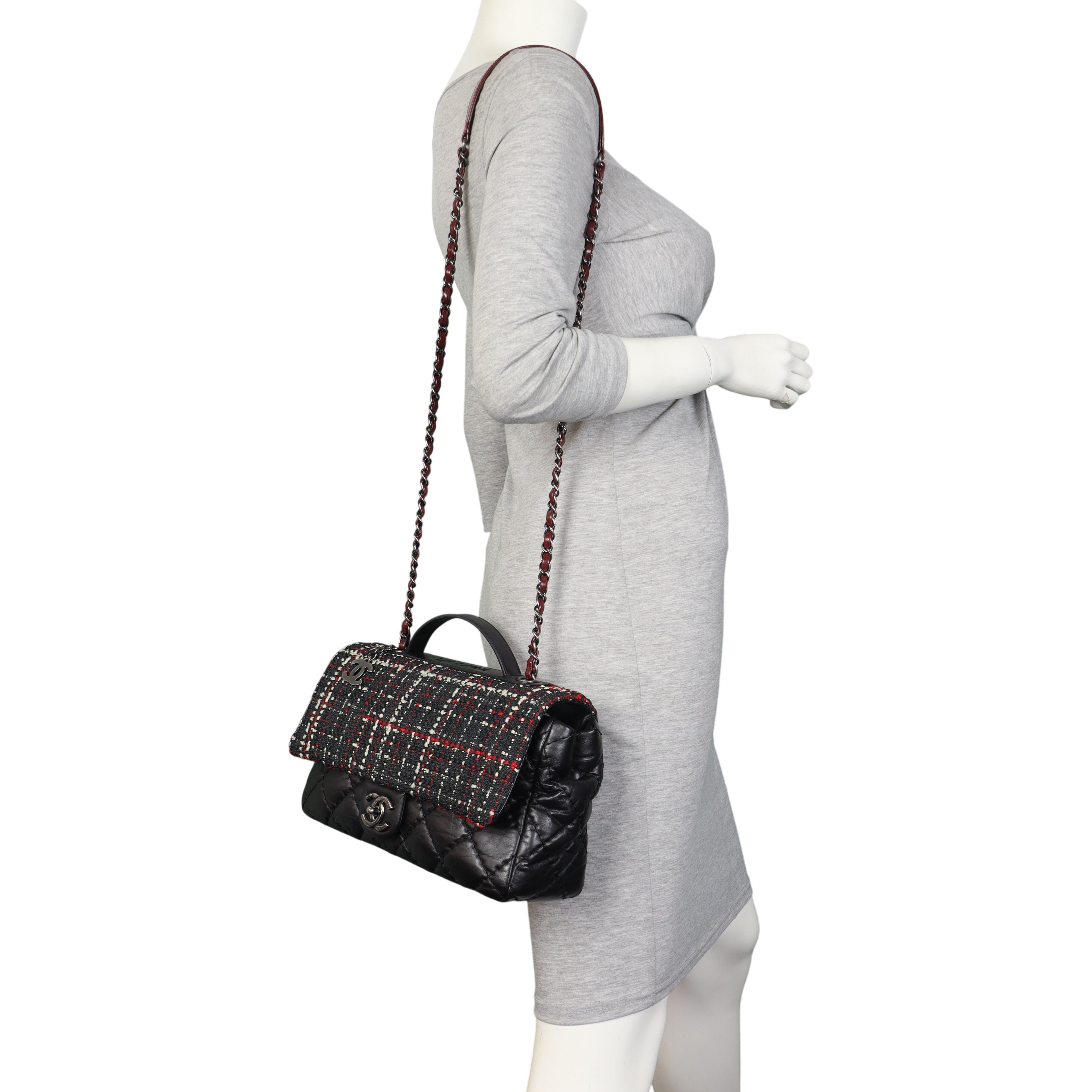 Chanel Airlines Top Handle Tweed Flap