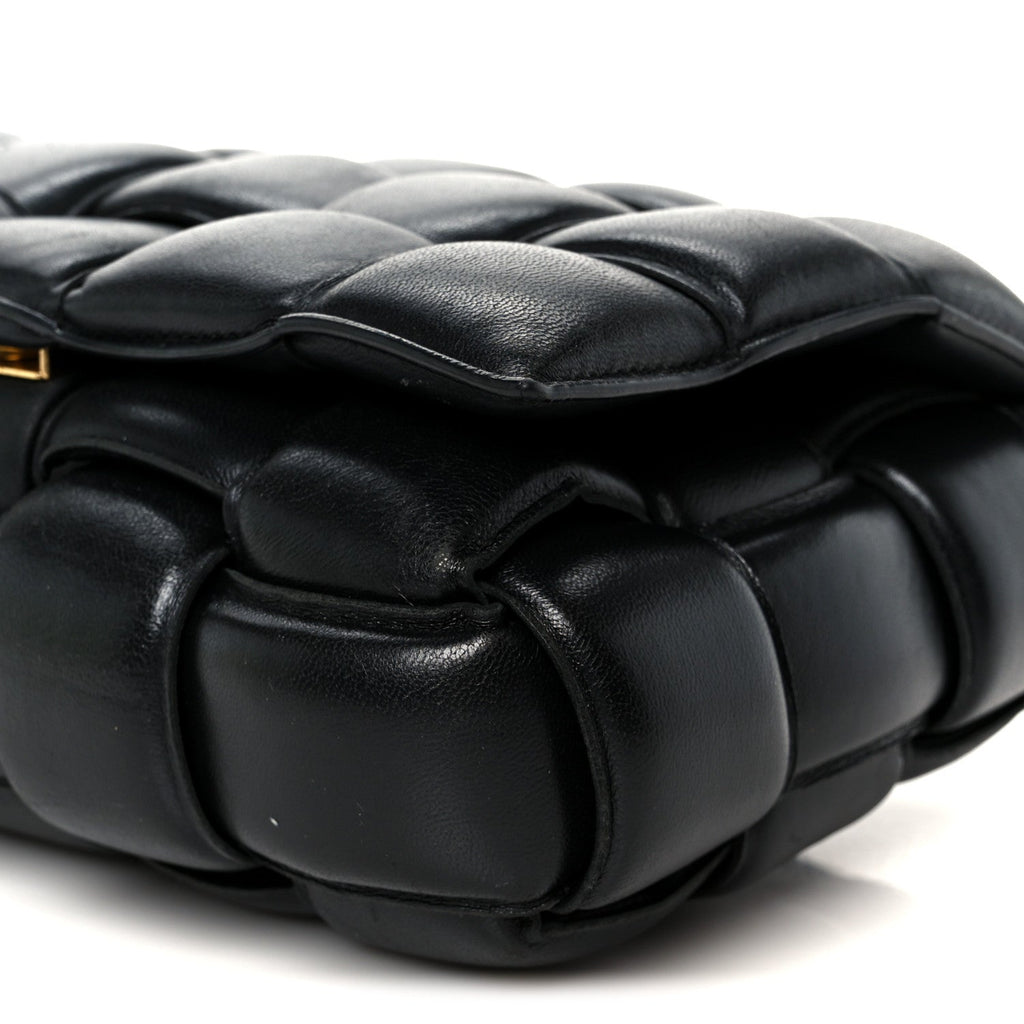 Nappa Maxi Intreccio Padded Cassette Crossbody Bag Black