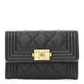 Caviar Quilted Boy Flap  Holder Black