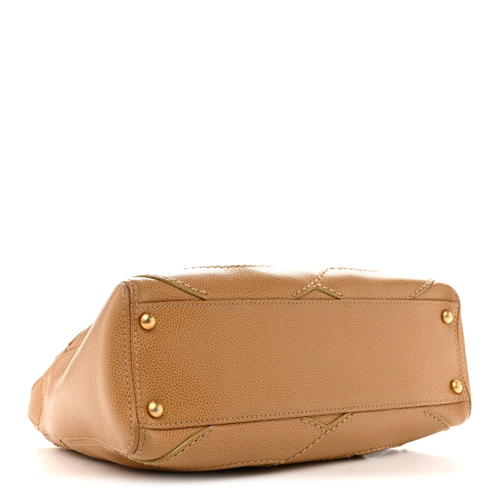 Caviar CC Stitched Shoulder Bag Beige