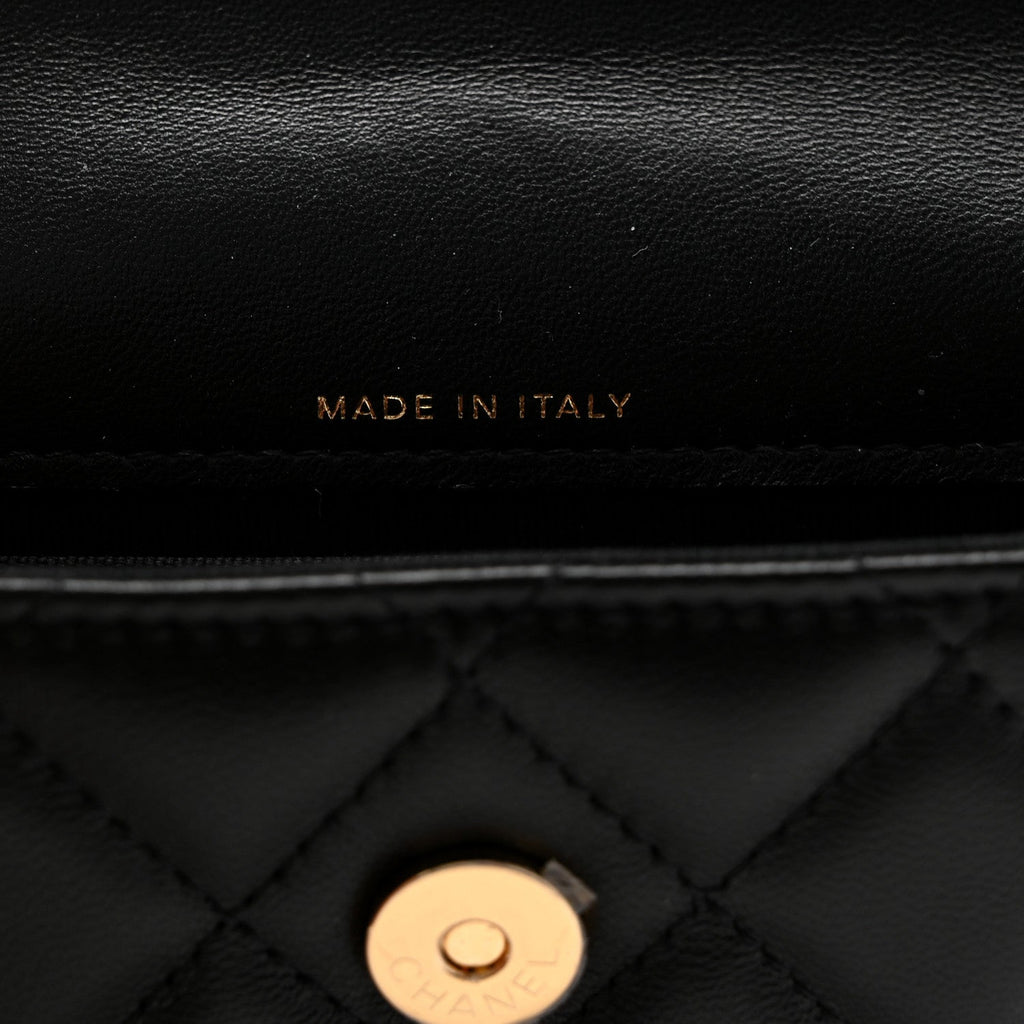 Lambskin Quilted CC Hook  Holder Black