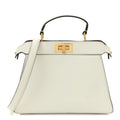 Vitello Seta Nappa Bi-Color Small Peekaboo I SEE U Satchel White Ice Light Rose Tortora