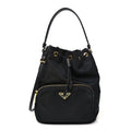Saffiano Tessuto Nylon Mini Bucket Crossbody Bag Black