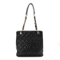 Caviar Quilted Petit Shopping Tote PST Black