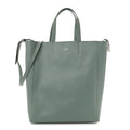 Grained Calfskin Small Vertical Cabas Green