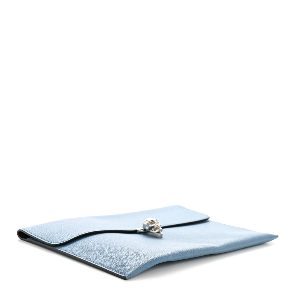 Calfskin Skull Envelope Clutch Blue