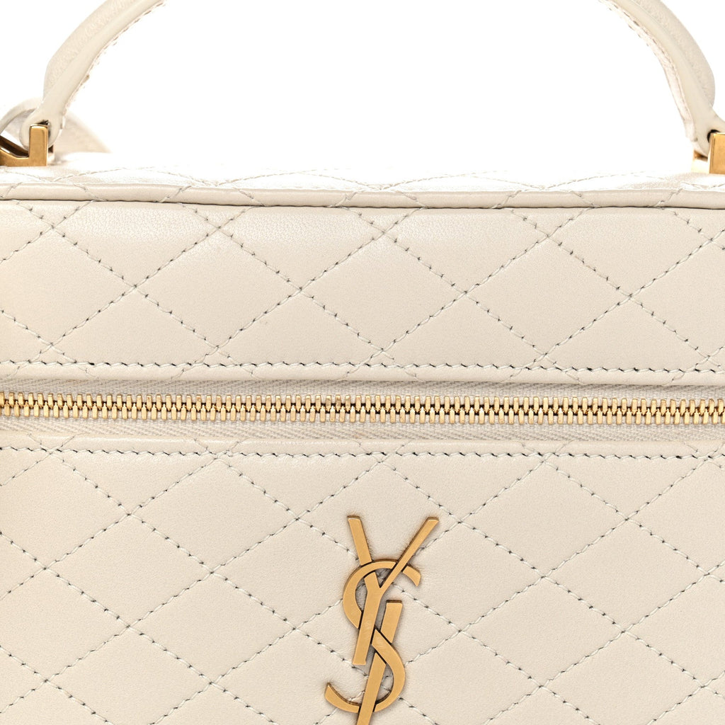 Lambskin Quilted Mini Gaby Vanity Case Crema Soft