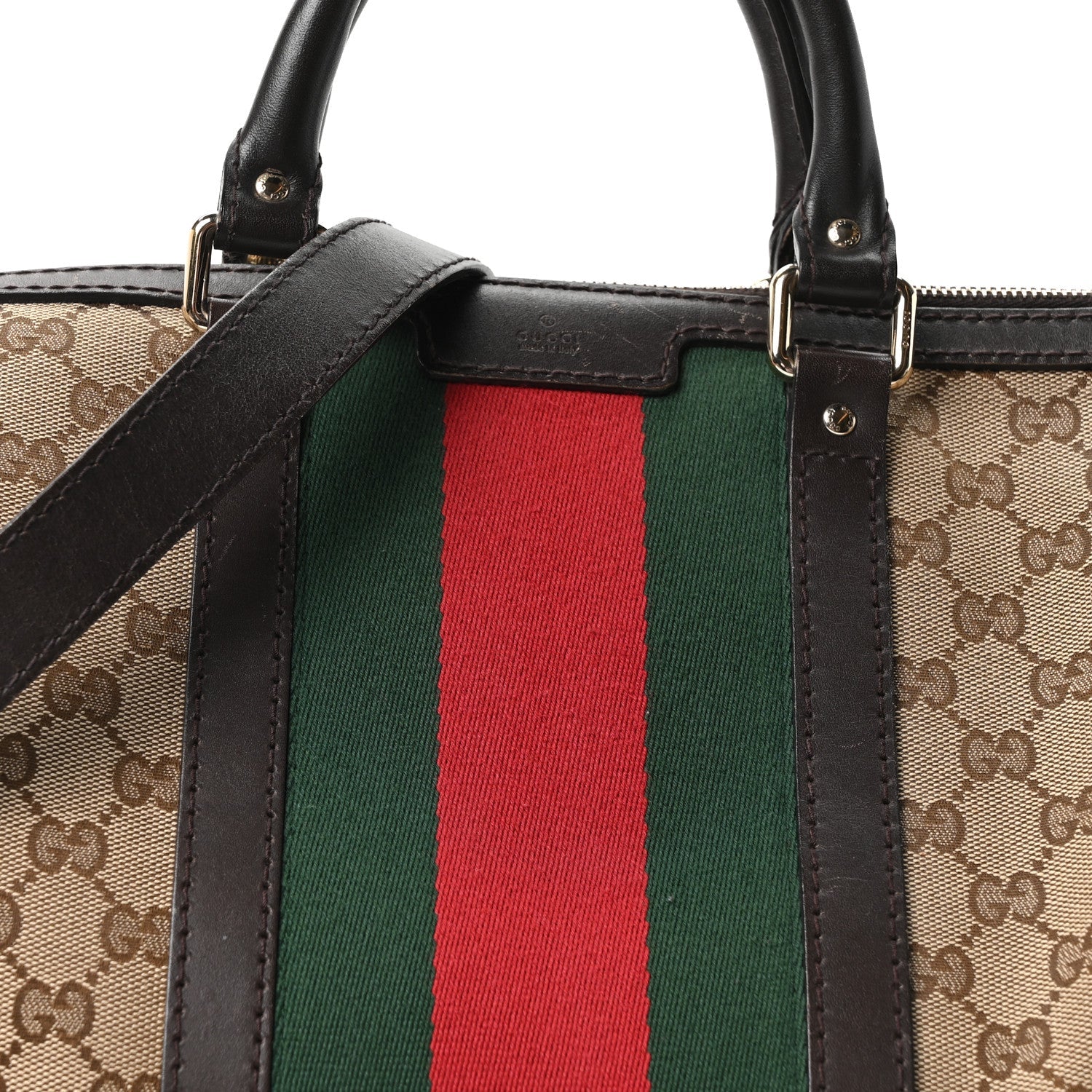 Monogram Selleria Calfskin Vintage Web Medium Boston Beige Ebony Cocoa