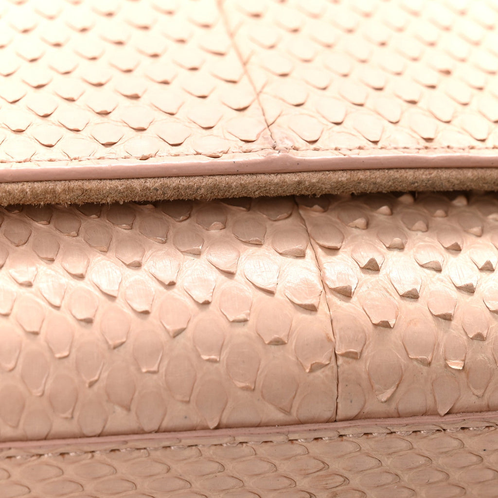 Snakeskin Medium Classic Monogram Kate Tassel Satchel Beige