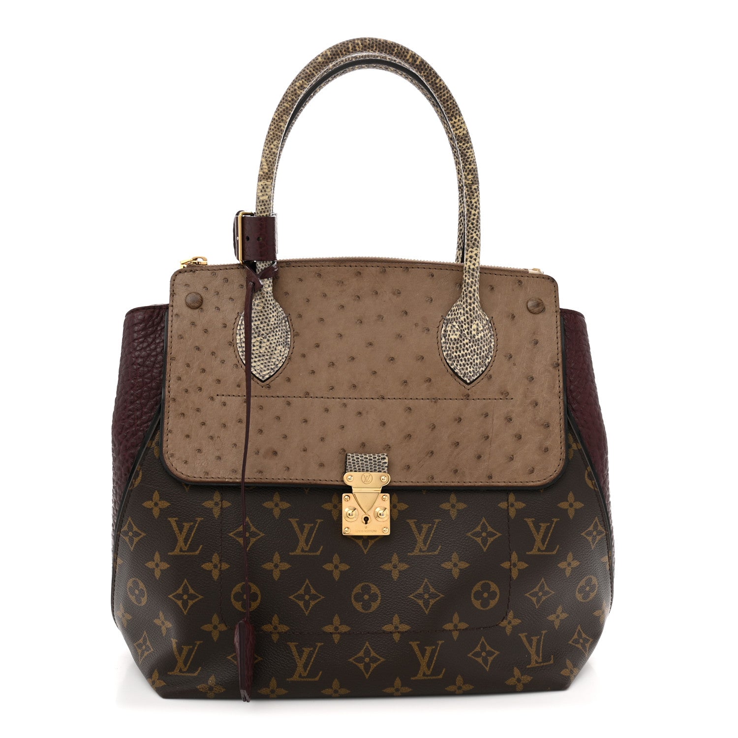 Ostrich Lizard Majestueux Tote MM Bordeaux