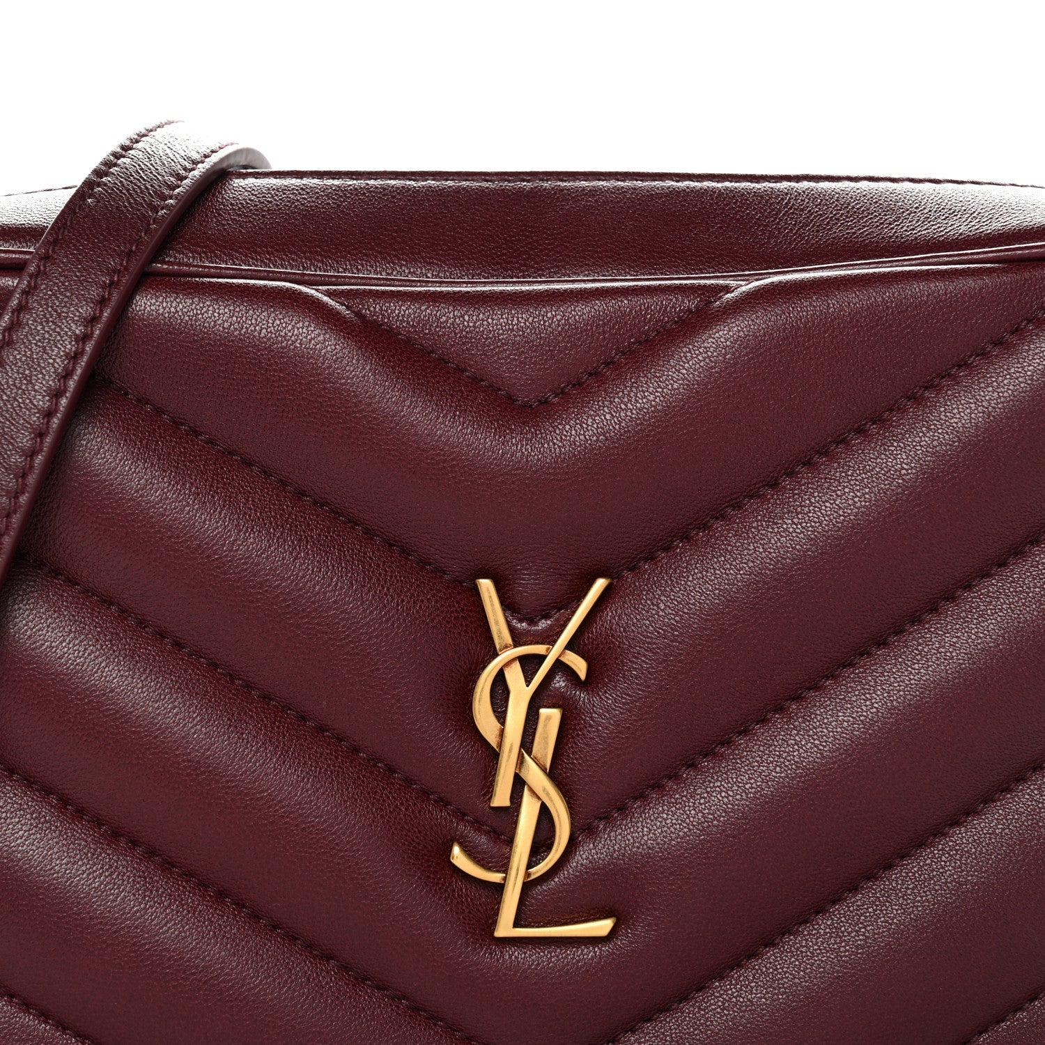 Lambskin Chevron Quilted Medium Loulou Camera Bag  Rouge Cabernet