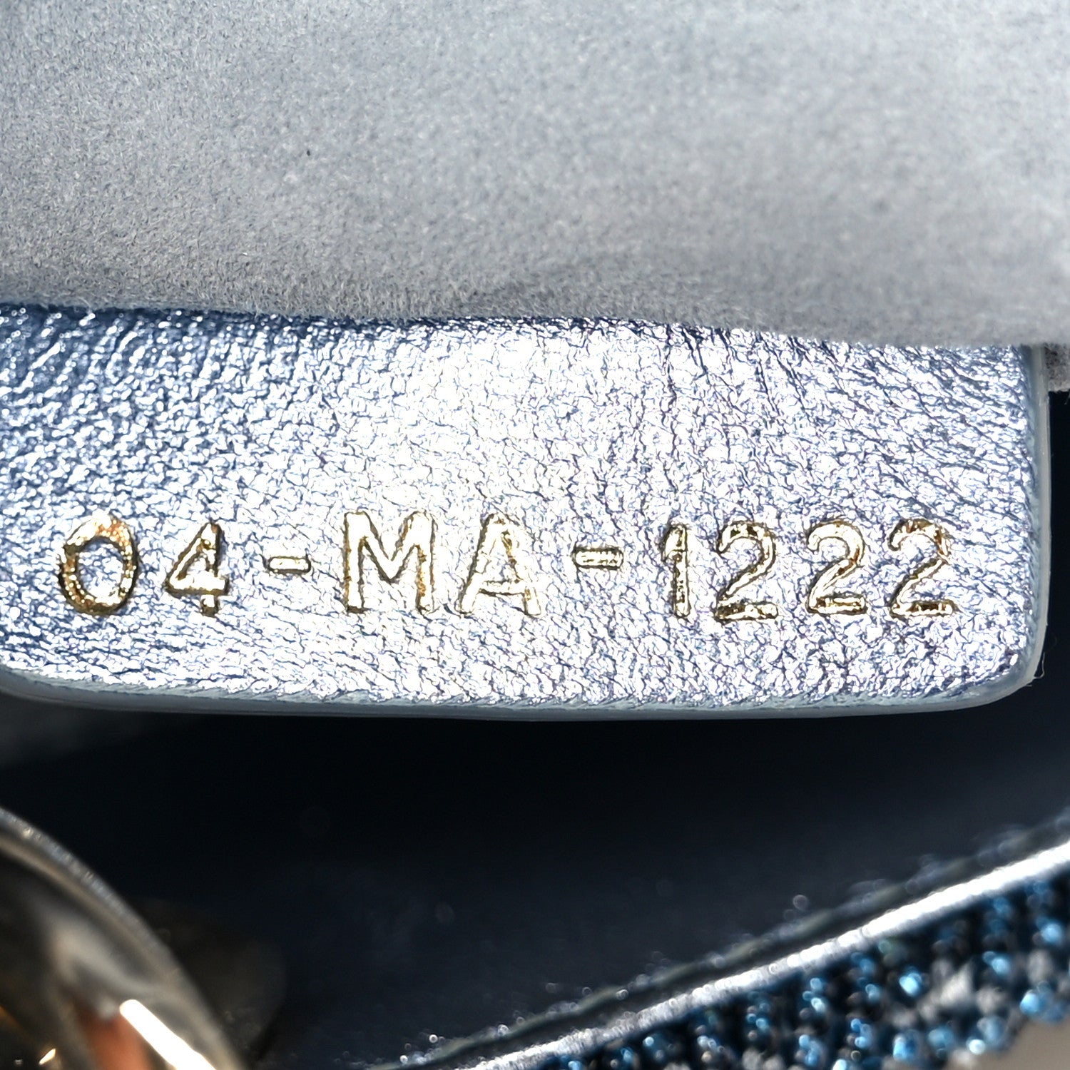 Metallic Calfskin Satin Celestial Bead Embroidery Cannage Mini Lady Dior Blue