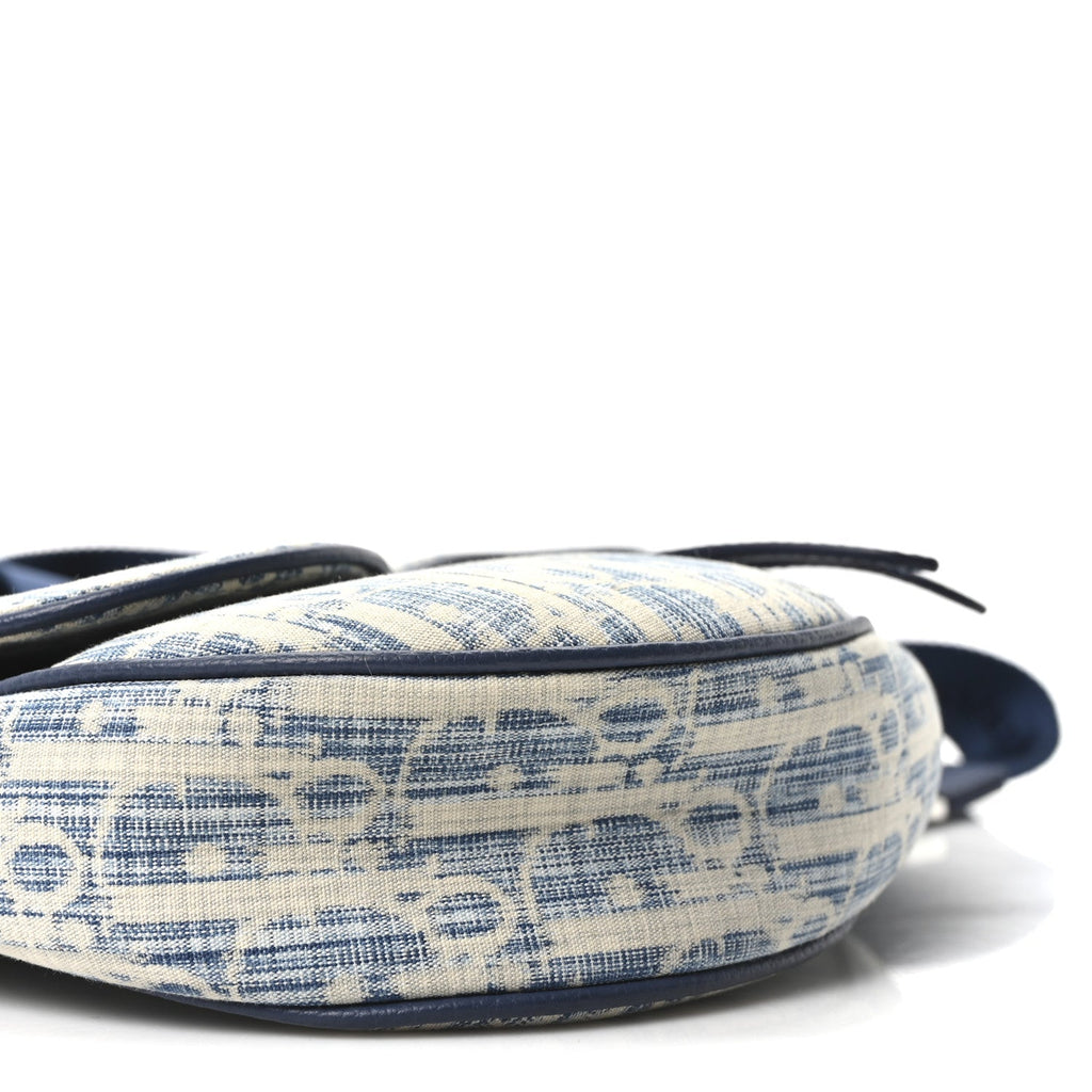 Denim Jacquard Oblique Kasuri Mens Saddle Bag Kasuri Blue White