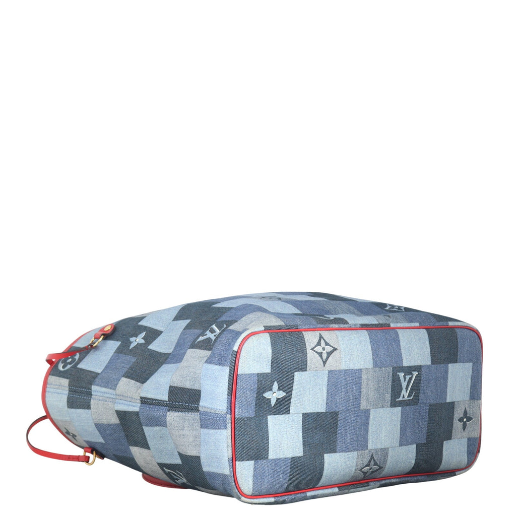 Louis Vuitton Neverfull MM Denim Rouge