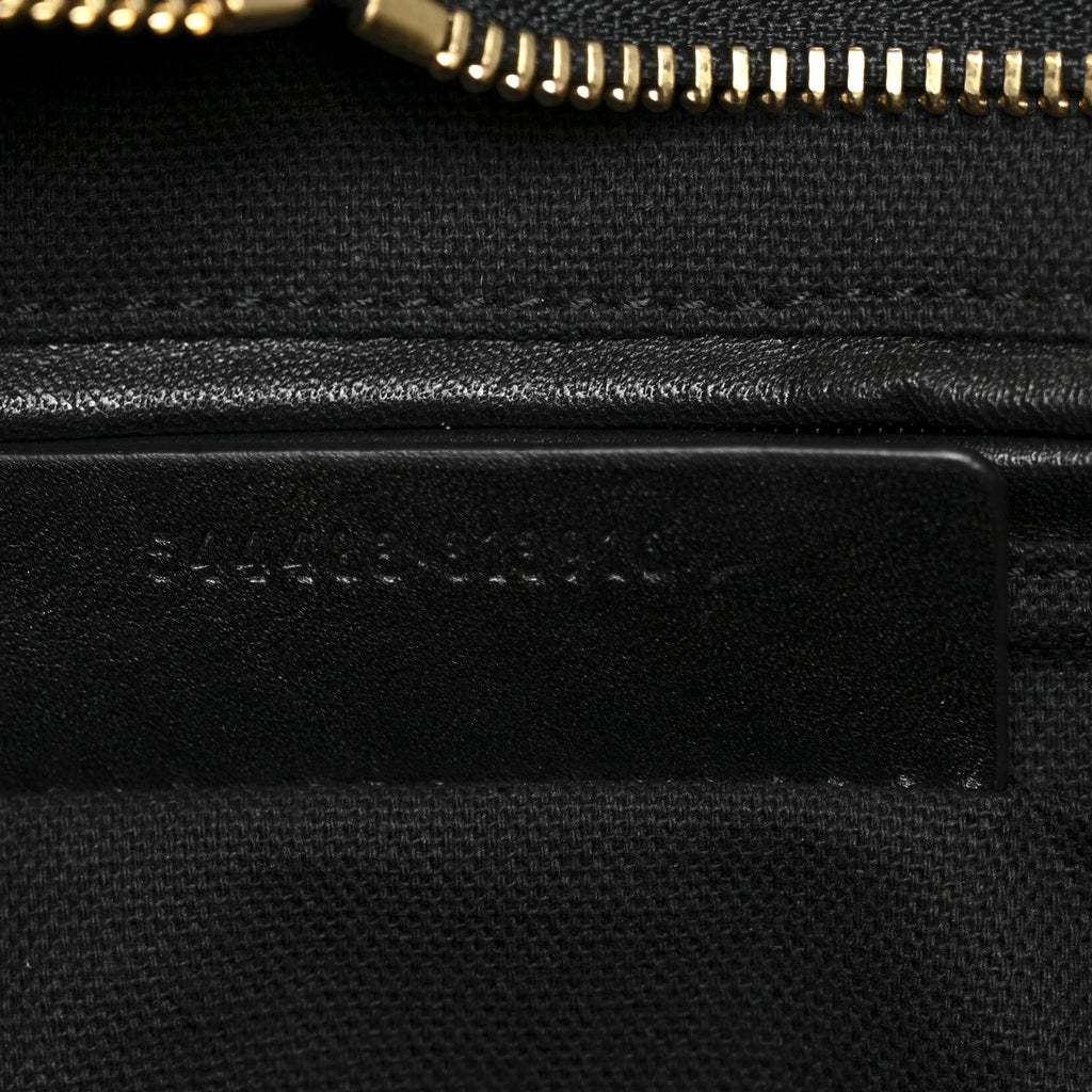 Calfskin Large Studded Padlock Zip Around Tote Black