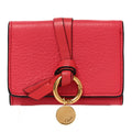 Grained Calfskin Alphabet Mini Trifold Wallet Crimson Pink