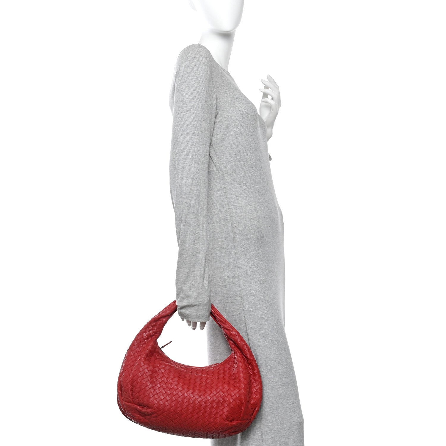 Nappa Intrecciato Medium Belly Veneta Hobo Rust