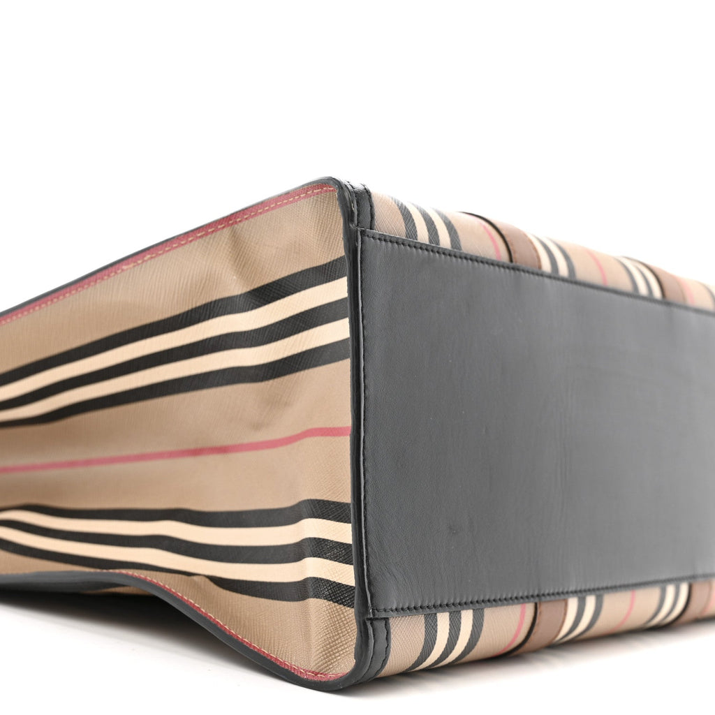 E-Canvas Stripe Book Tote Tan Archive Beige