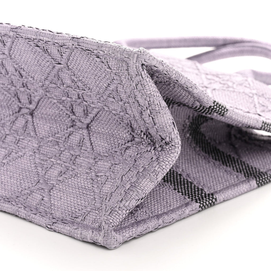 Raffia Cannage Medium Book Tote Lilac