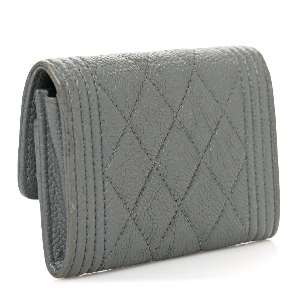 Caviar Quilted Boy Flap  Holder Grey