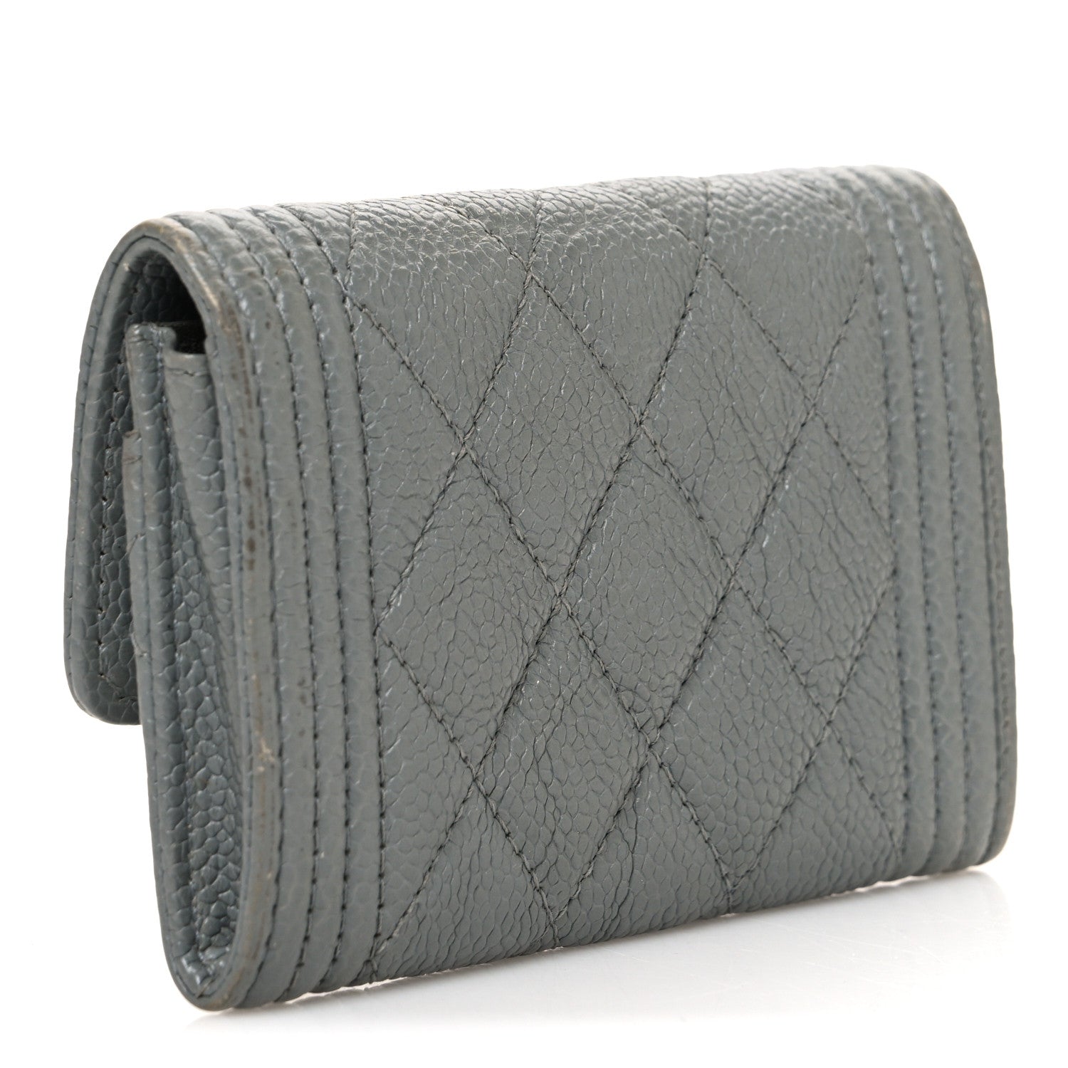 Caviar Quilted Boy Flap  Holder Grey