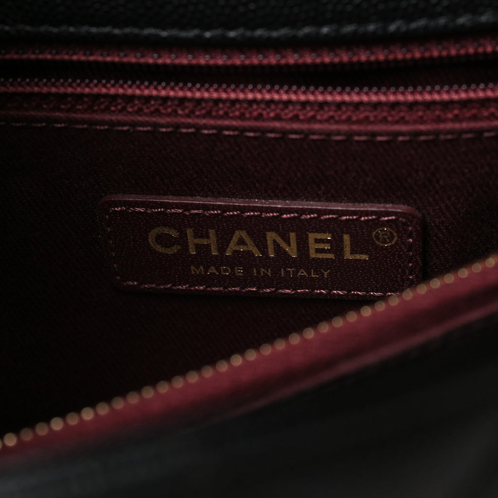 Caviar Quilted Small Coco Handle Flap Black