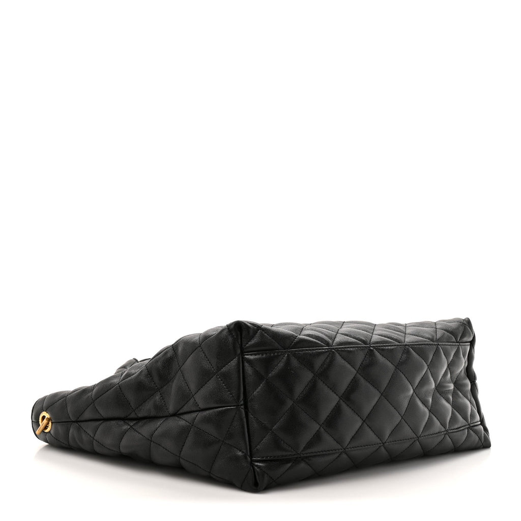 Lambskin Quilted Medium Icare Shopping Tote Black