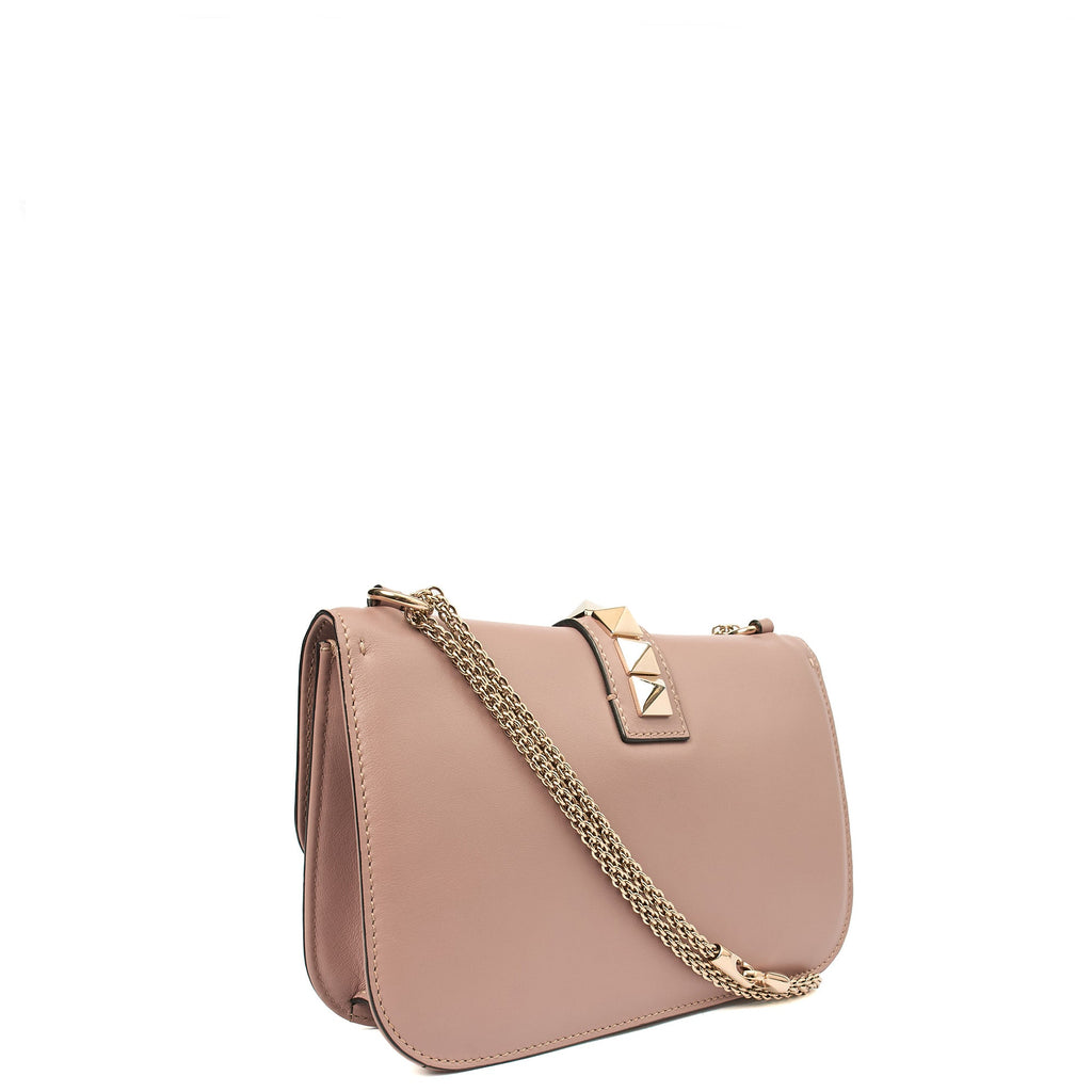 Valentino Shoulder Bag Glam Lock - Medium in Pink, Leather