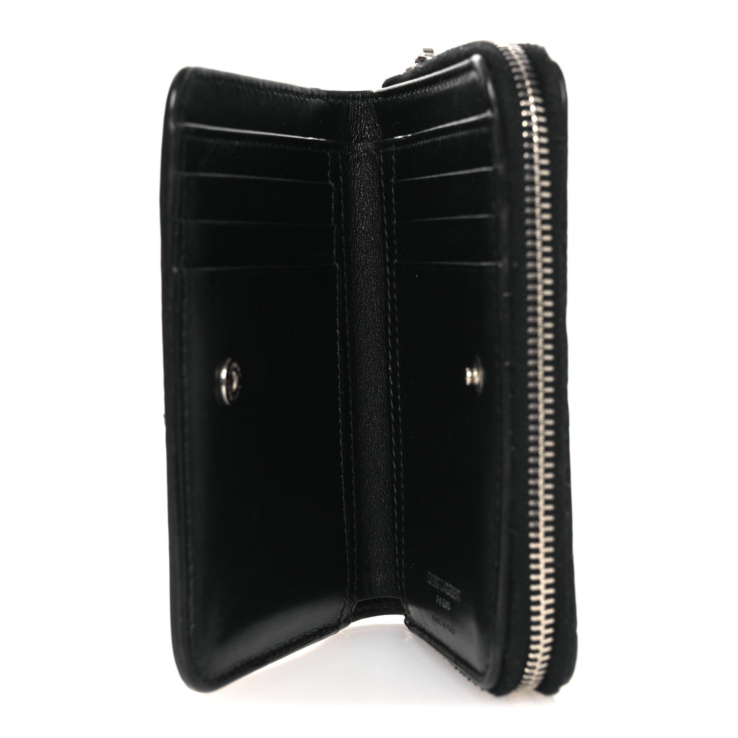 Calfskin Crocodile Embossed Monogram Compact Wallet Black