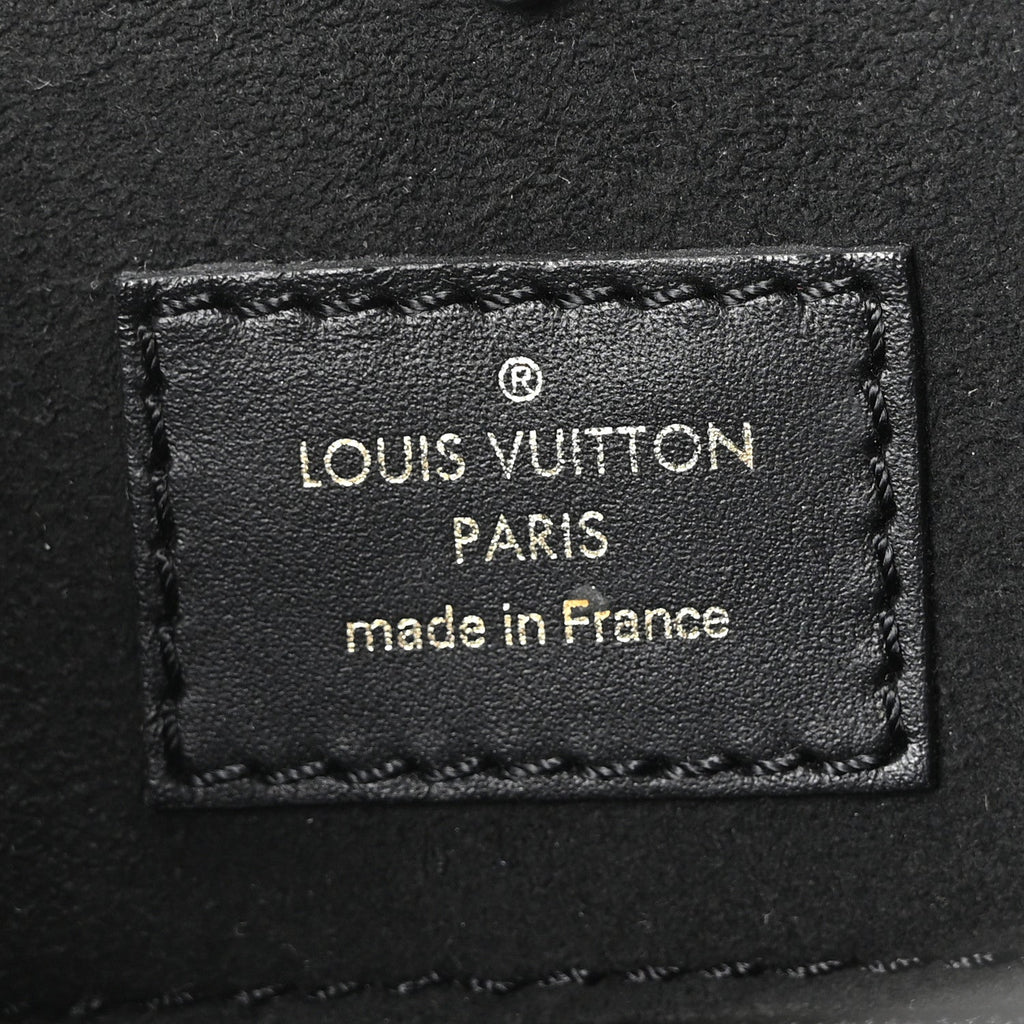 Calfskin Monogram Fold Tote Black Khaki Cream
